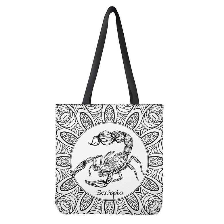 White And Black Scorpio Sign Print Tote Bag