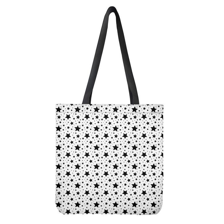 White And Black Star Pattern Print Tote Bag