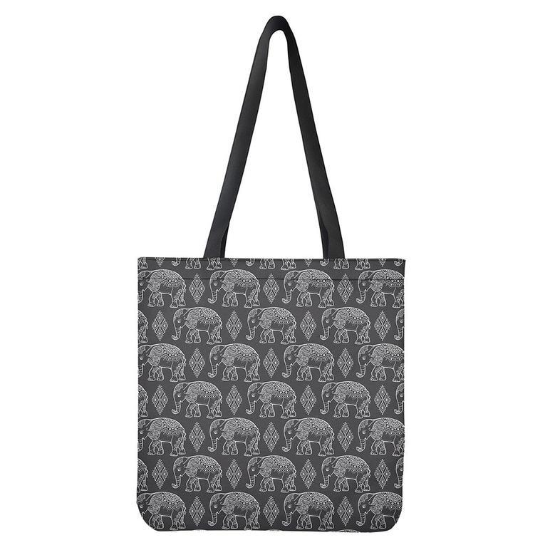 White And Grey Indian Elephant Print Tote Bag