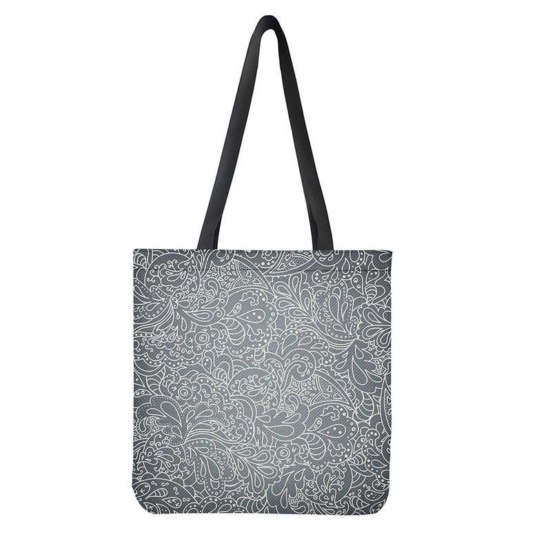 White And Grey Western Floral Print Tote Bag