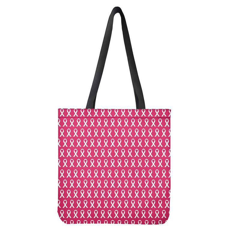 White And Pink Breast Cancer Print Tote Bag