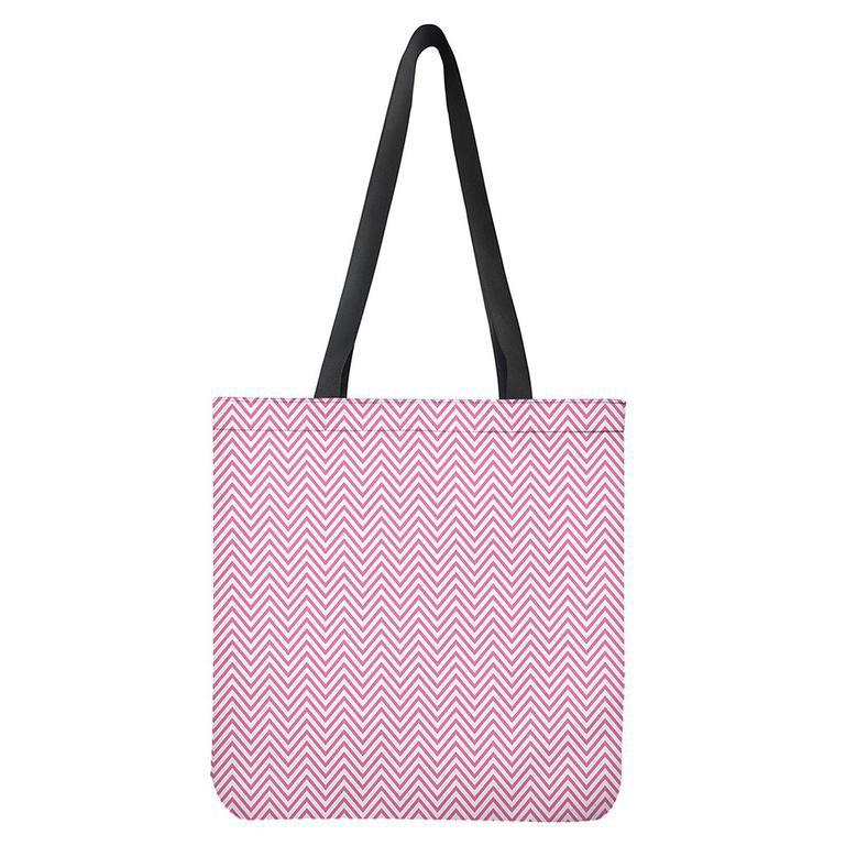 White And Pink Zigzag Pattern Print Tote Bag