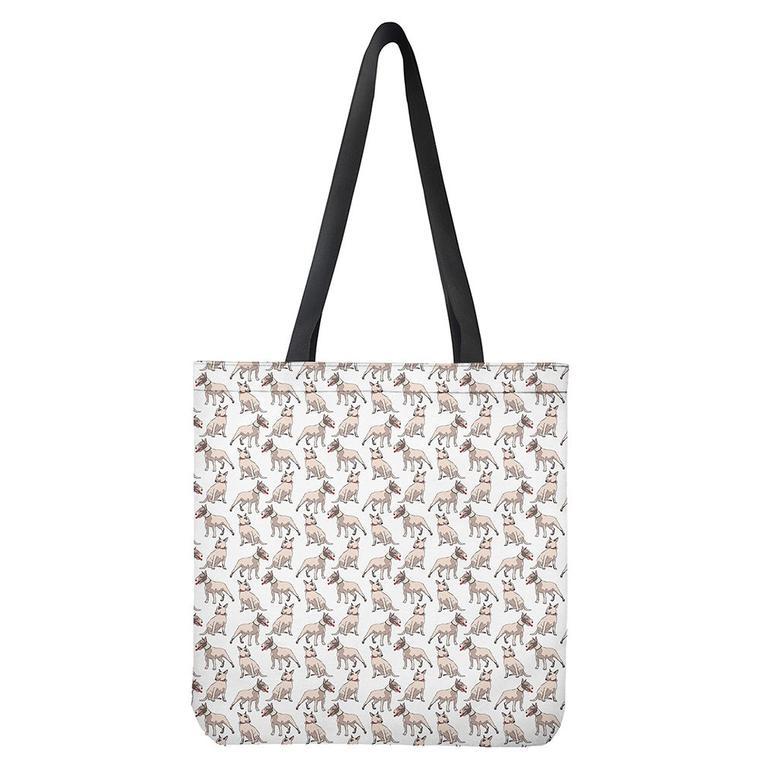 White Bull Terrier Pattern Print Tote Bag