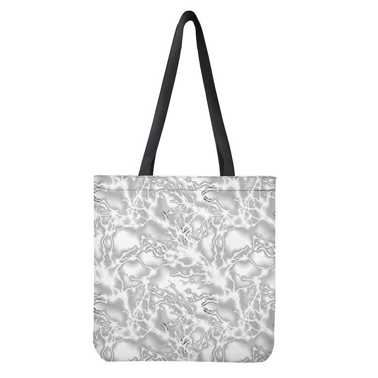 White Electric Lightning Print Tote Bag