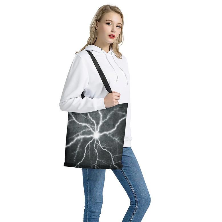 White Lightning Print Tote Bag