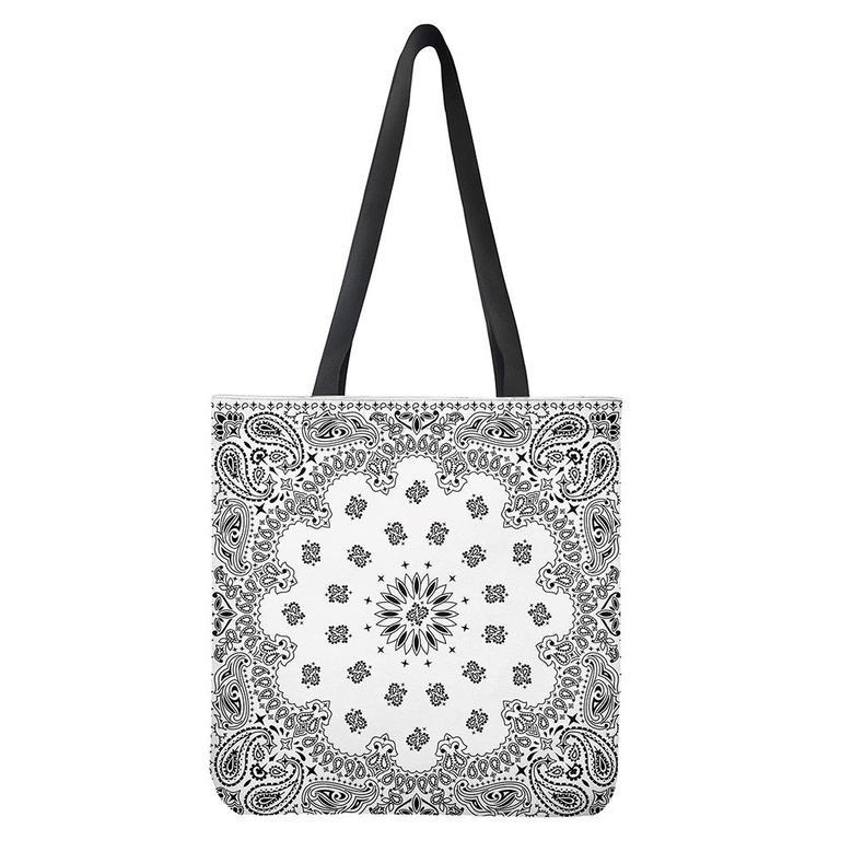 White Paisley Bandana Print Tote Bag