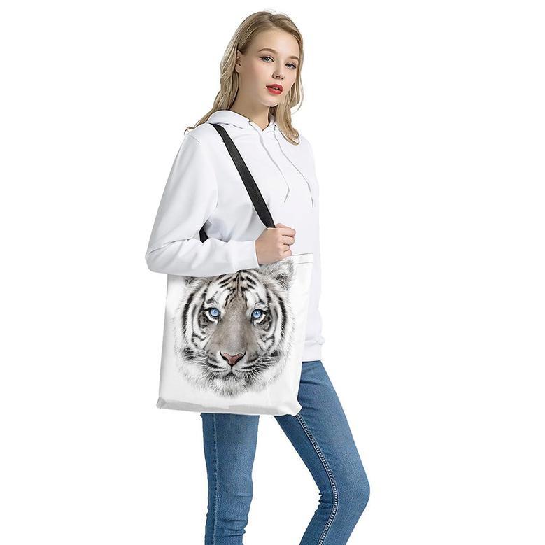 White Tiger Portrait Print Tote Bag