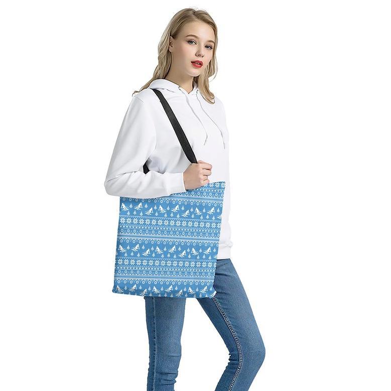 Winter Ski Knitting Pattern Print Tote Bag