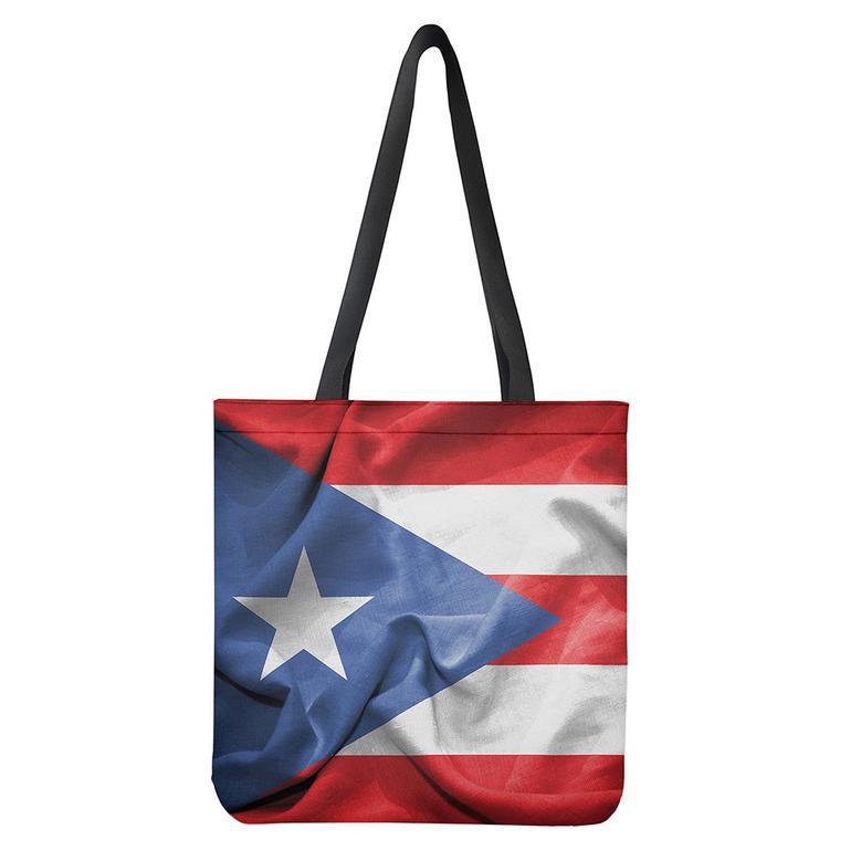 Wrinkled Puerto Rican Flag Print Tote Bag