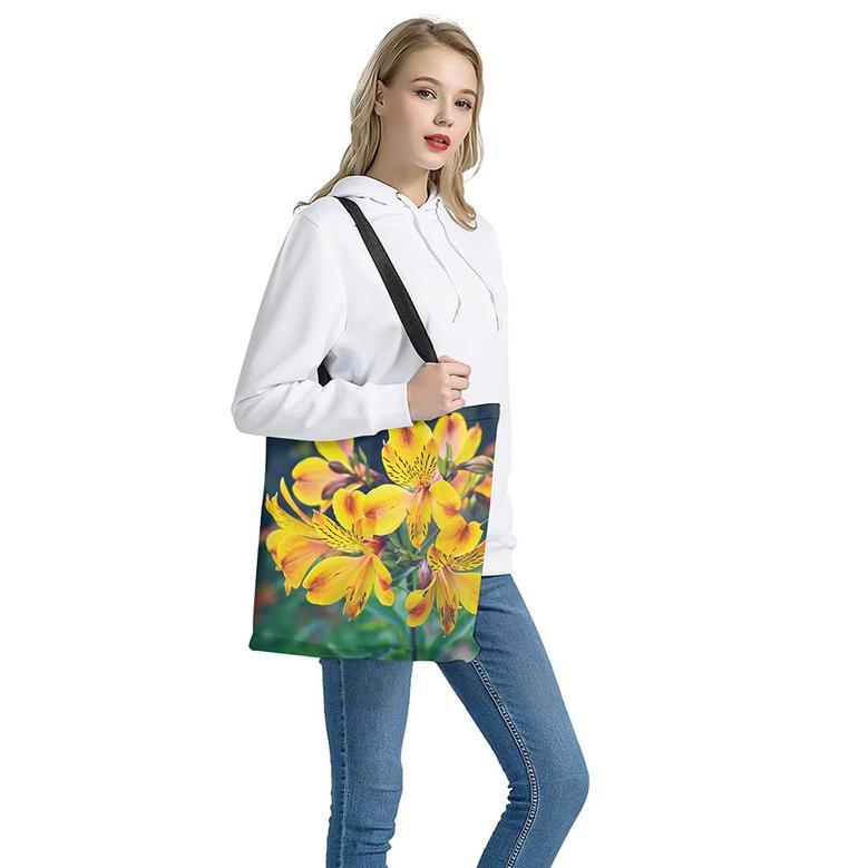 Yellow Alstroemeria Print Tote Bag