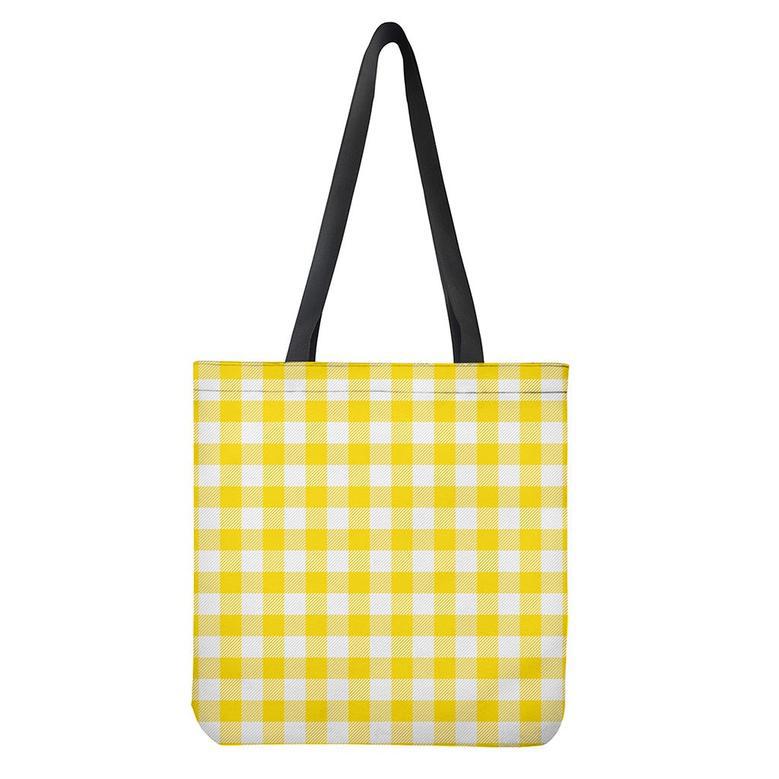 Yellow And White Buffalo Check Print Tote Bag