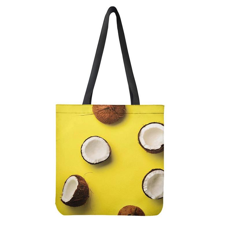 Yellow Coconut Pattern Print Tote Bag