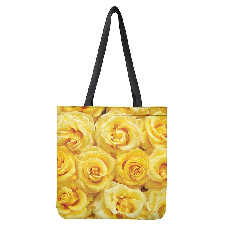 Yellow Rose Print Tote Bag