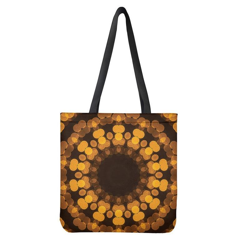 Yellow Spot Kaleidoscope Print Tote Bag