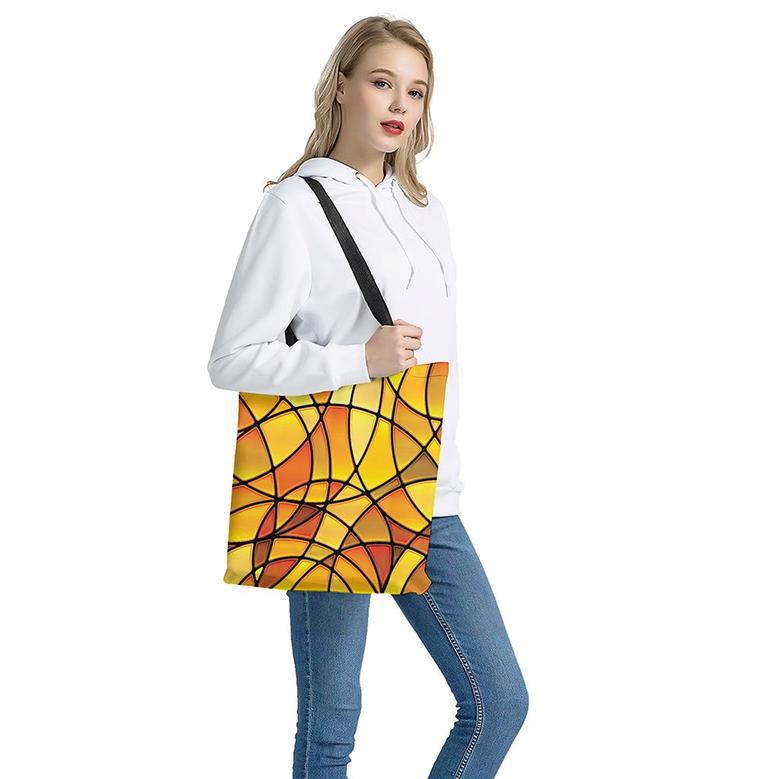 Yellow Stained Glass Mosaic Print Tote Bag