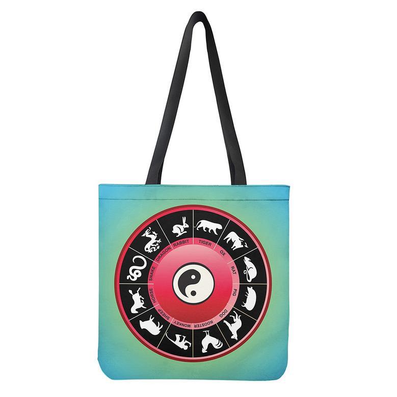 Yin Yang Chinese Zodiac Signs Print Tote Bag