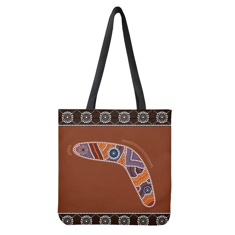 Aboriginal Dot Boomerang Print Tote Bag