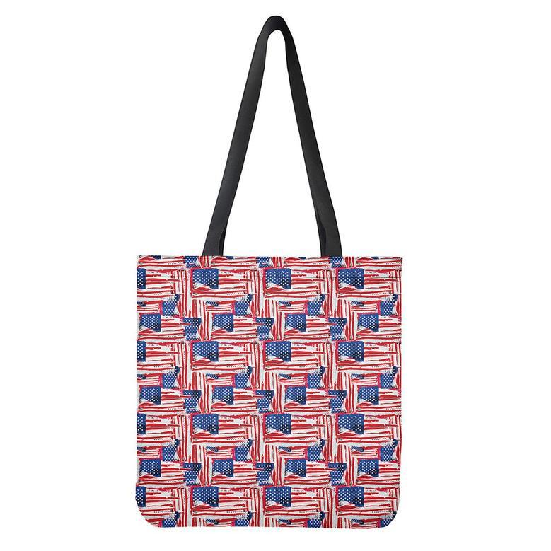 Abstract American Flag Print Tote Bag