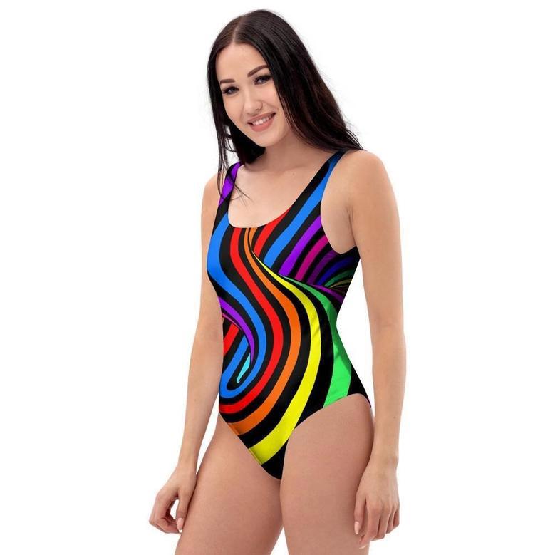 Abstract Colorful Psychedelic One Piece Swimsuite