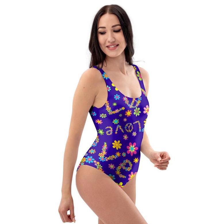 Abstract Floral Hippie One Piece Swimsuite