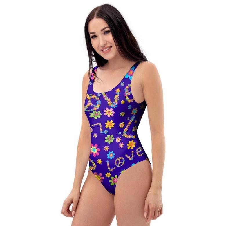 Abstract Floral Hippie One Piece Swimsuite