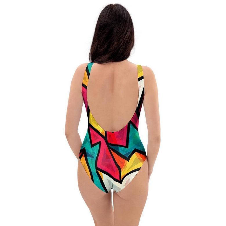 Abstract Geometric Colorful One Piece Swimsuite