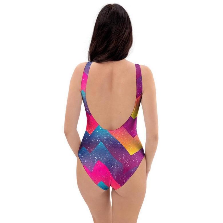 Abstract Geometric Grunge One Piece Swimsuite