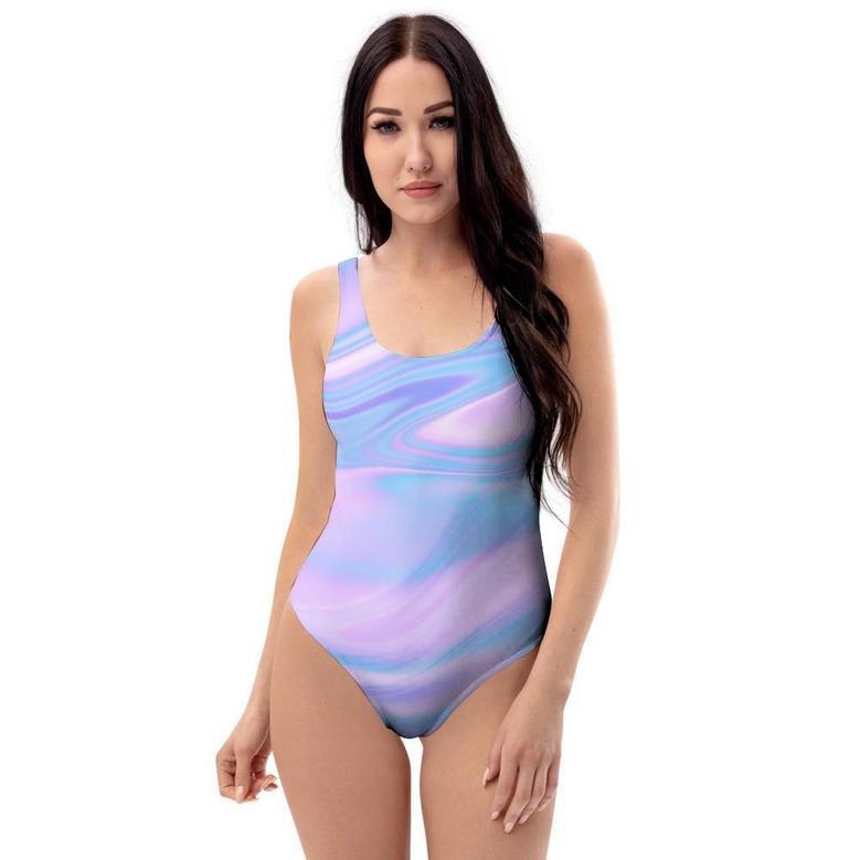 Abstract Holographic One Piece Swimsuite