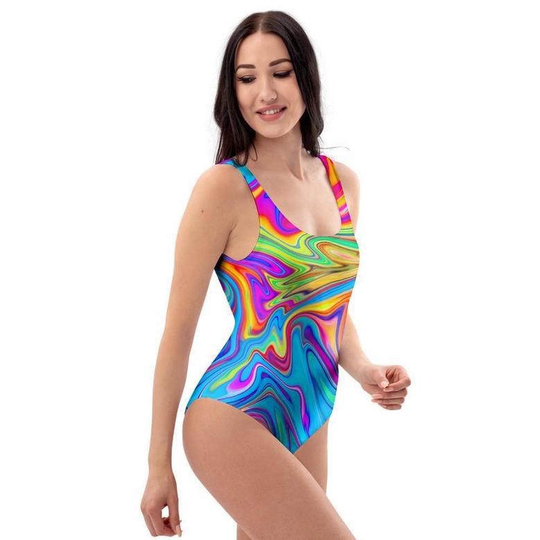 Abstract Mixing Ink One Piece Swimsuite