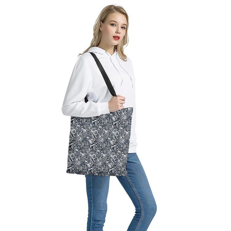 Abstract Nautical Anchor Pattern Print Tote Bag