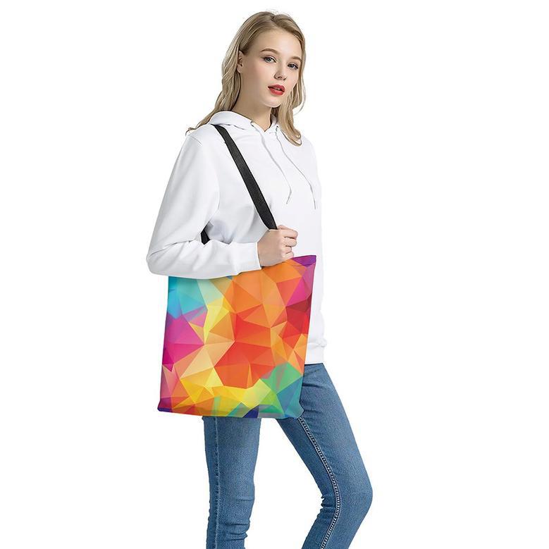 Abstract Polygonal Geometric Print Tote Bag