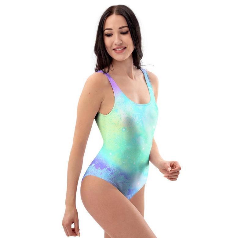 Abstract Psychedelic Holographic One Piece Swimsuite