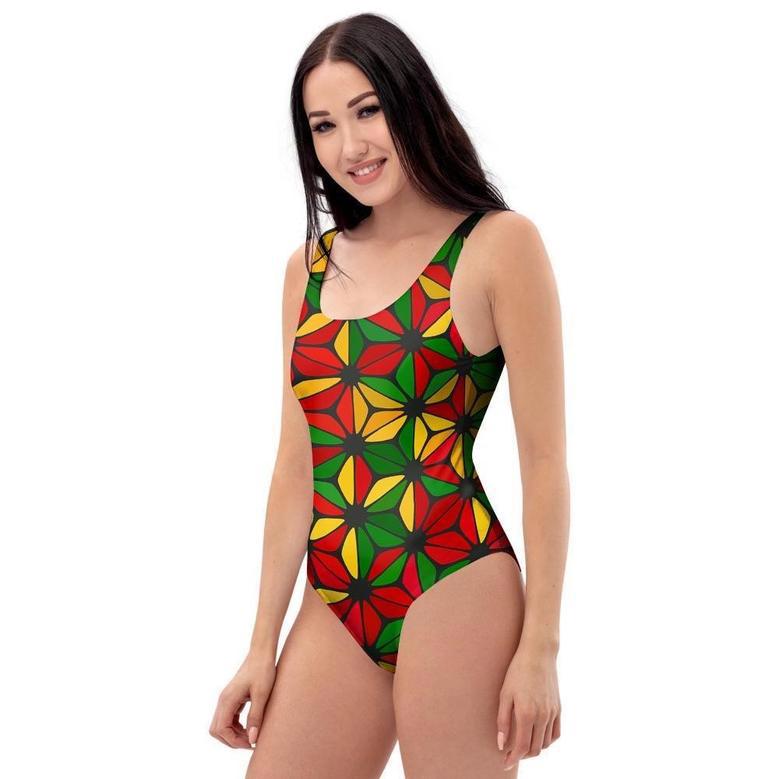 Abstract Reggae Rasta One Piece Swimsuite