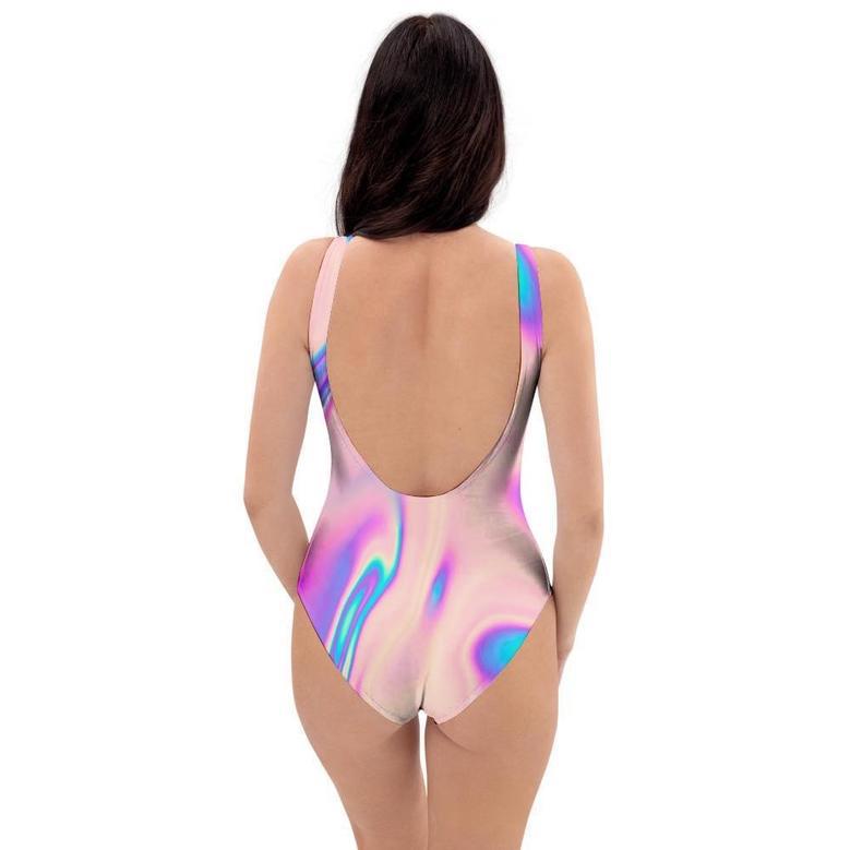 Abstract Trippy Holographic One Piece Swimsuite