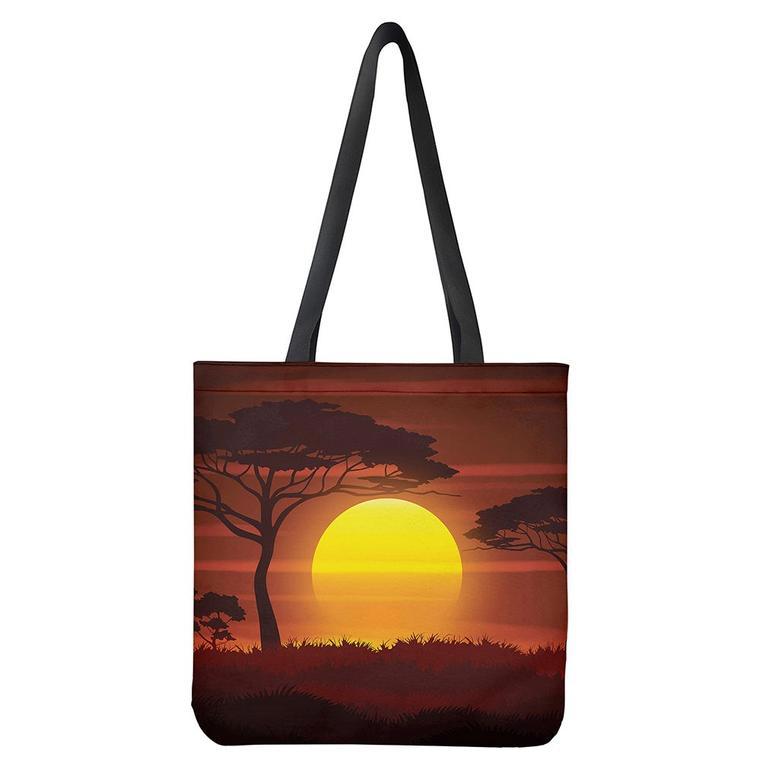 African Savanna Sunset Print Tote Bag