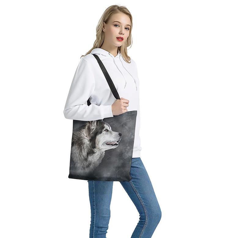 Alaskan Malamute Painting Print Tote Bag