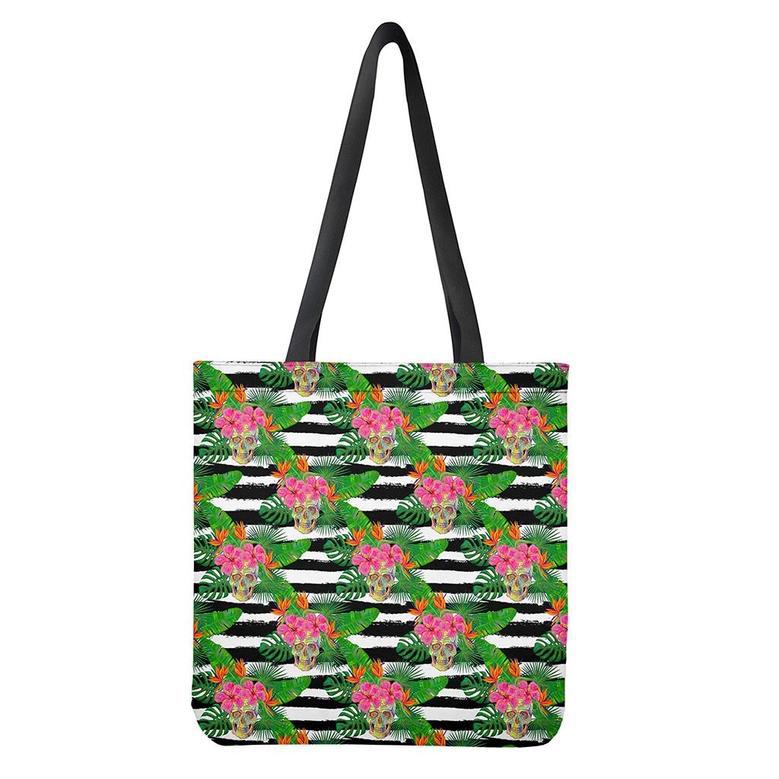 Aloha Skull Striped Pattern Print Tote Bag