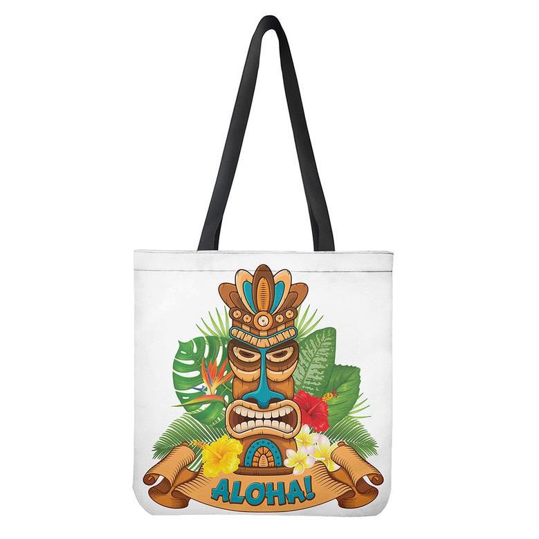 Aloha Tiki Print Tote Bag