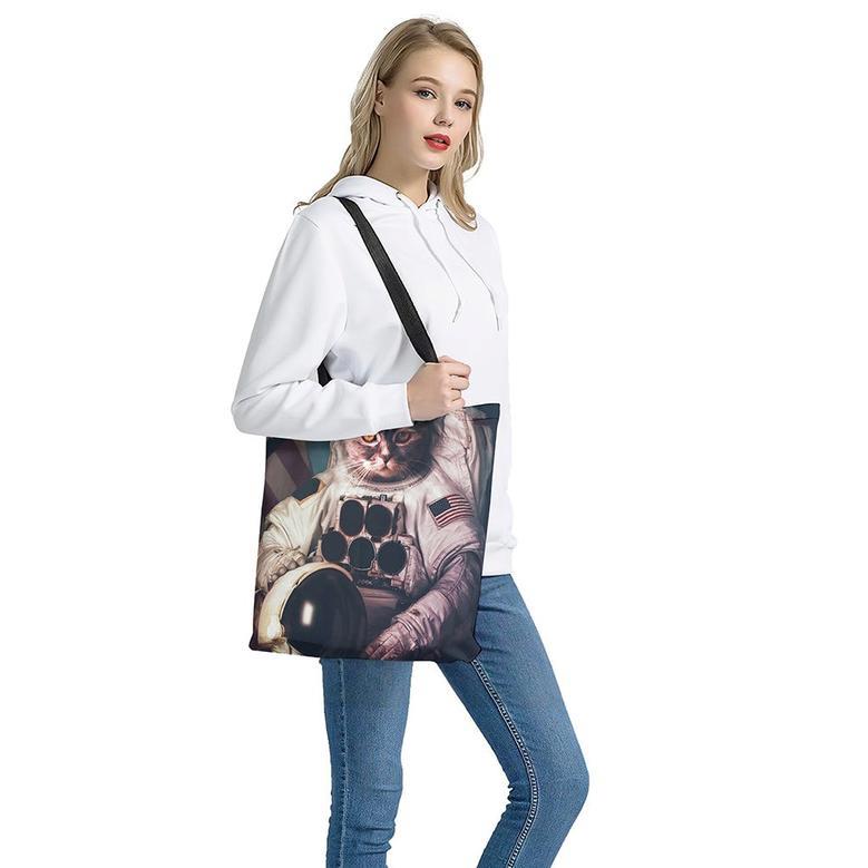 American Astronaut Cat Print Tote Bag