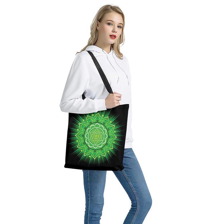 Anahata Chakra Mandala Print Tote Bag