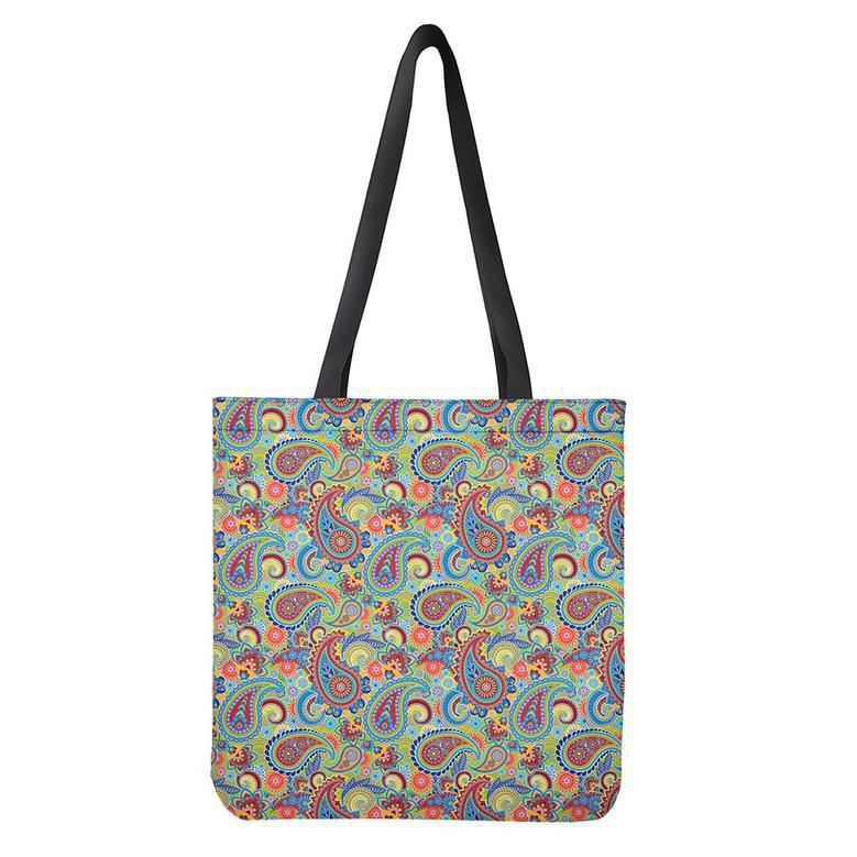 Asian Paisley Pattern Print Tote Bag