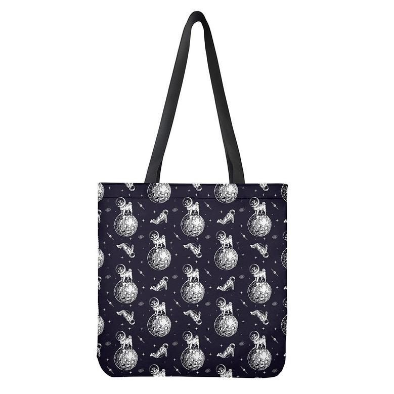 Astronaut Pug In Space Pattern Print Tote Bag