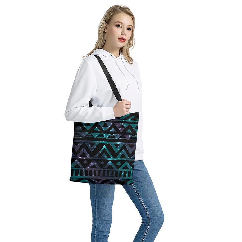 Aztec Tribal Galaxy Pattern Print Tote Bag