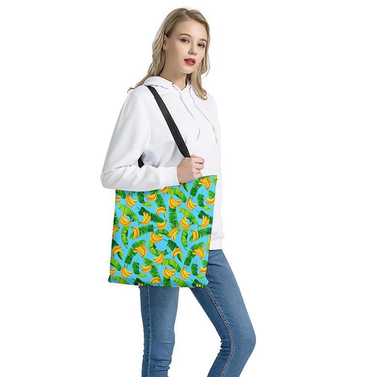 Banana Leaf Pattern Print Tote Bag