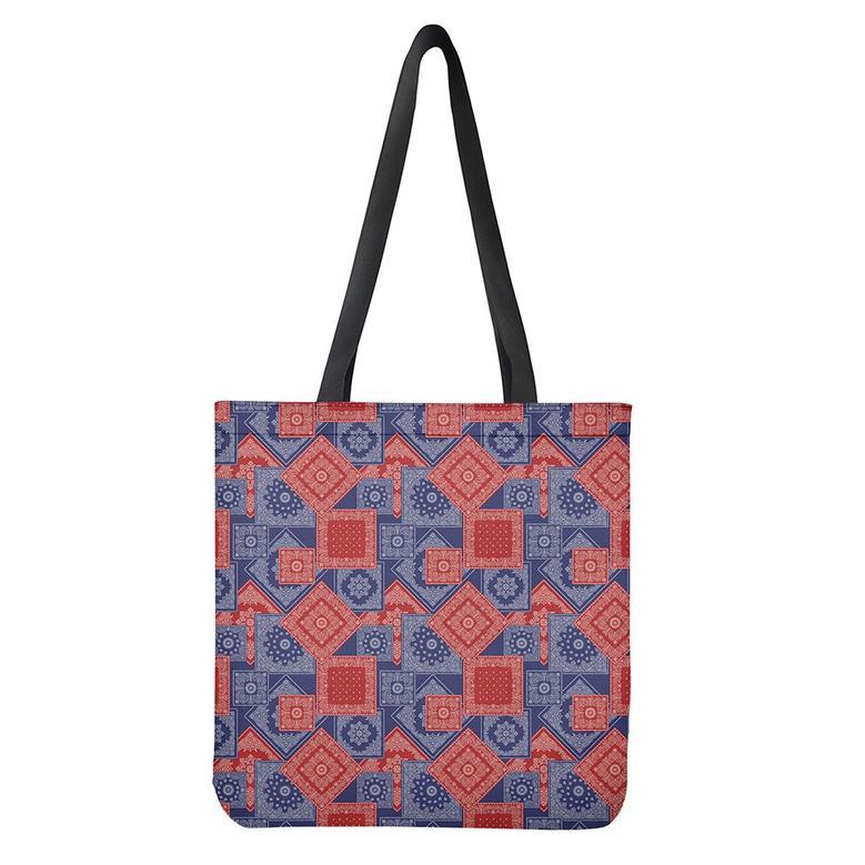 Bandanna Patchwork Pattern Print Tote Bag