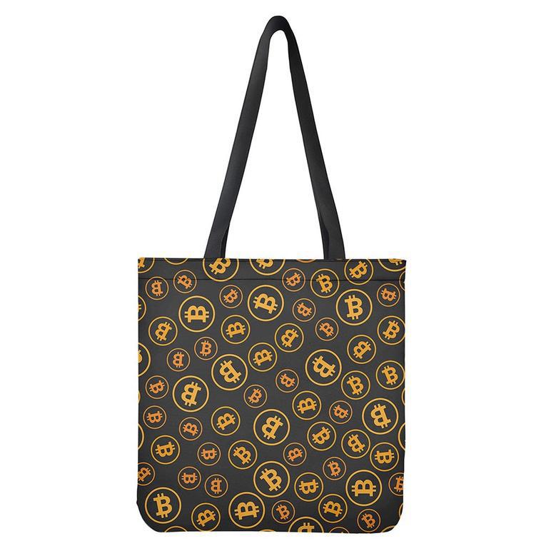 Bitcoin Cryptocurrency Pattern Print Tote Bag