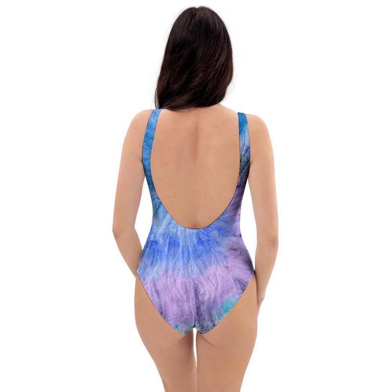 Black And Blue Tie Dye One Piece Swimsuite