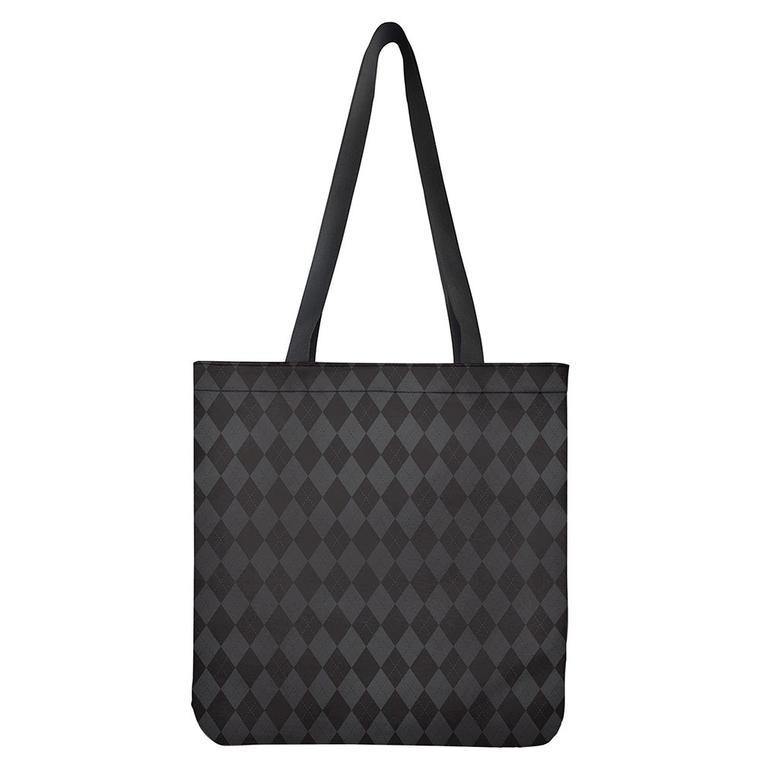 Black And Grey Argyle Pattern Print Tote Bag