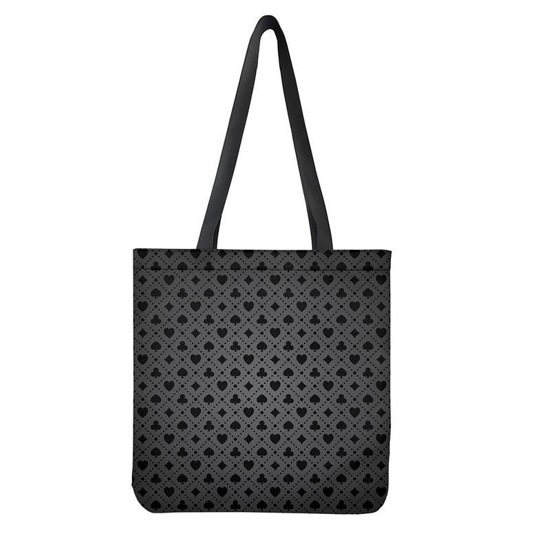 Black And Grey Playing Card Suits Print Tote Bag