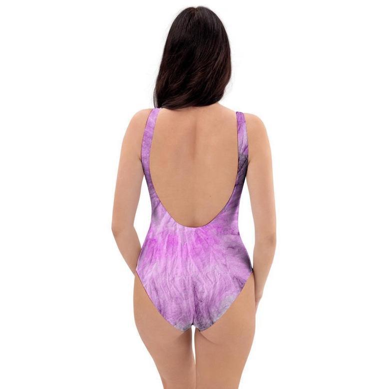 Black And Purple Tie Dye One Piece Swimsuite